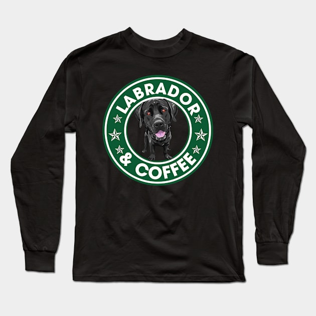 Labrador And Coffee Long Sleeve T-Shirt by ChristianCrecenzio